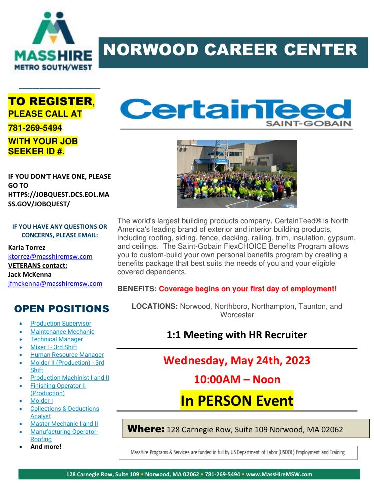 CertainTeed Recruitment Event flyer jpeg