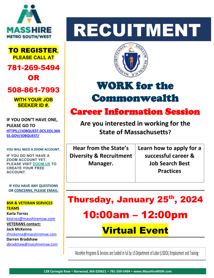Work For The Commonwealth Career Information Session flyer jpeg